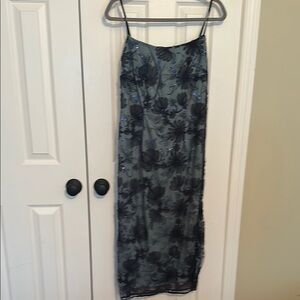JS Collections Sage Green and Navy Cocktail Dress